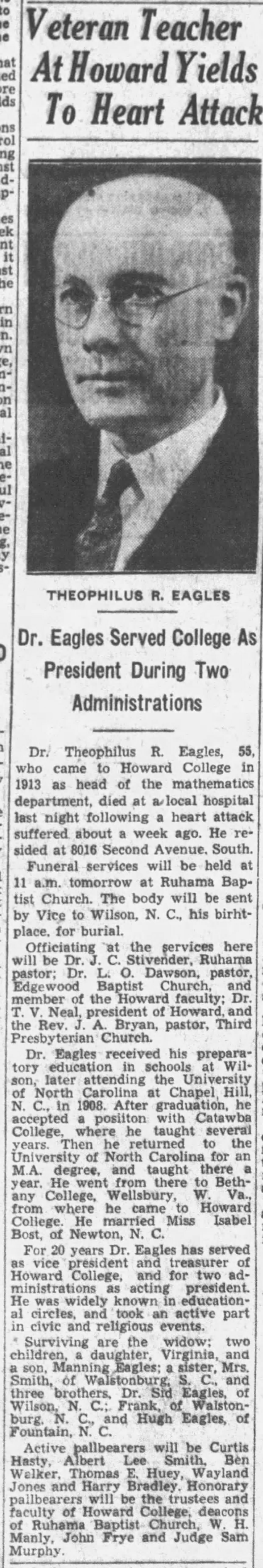 Theolophilus R. Eagles obituary